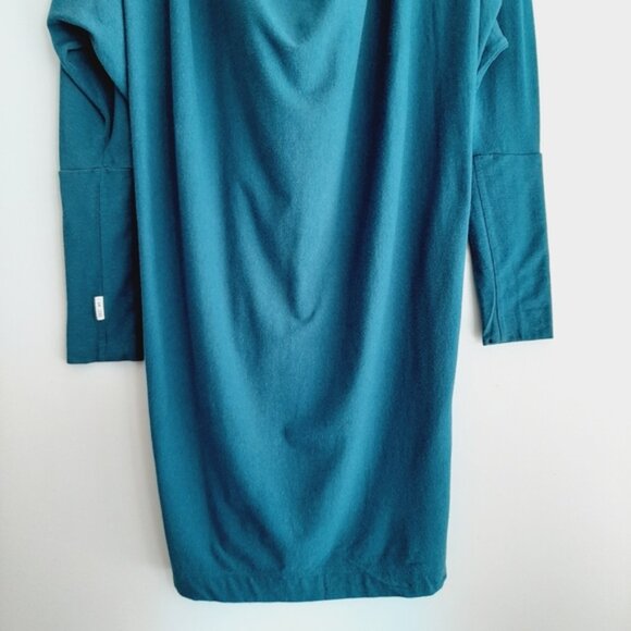 NICOLE BRIDGER Cowl Neck Dolman Sleeve Dress Bamboo Organic Cotton Blue Sz S - Picture 3 of 16